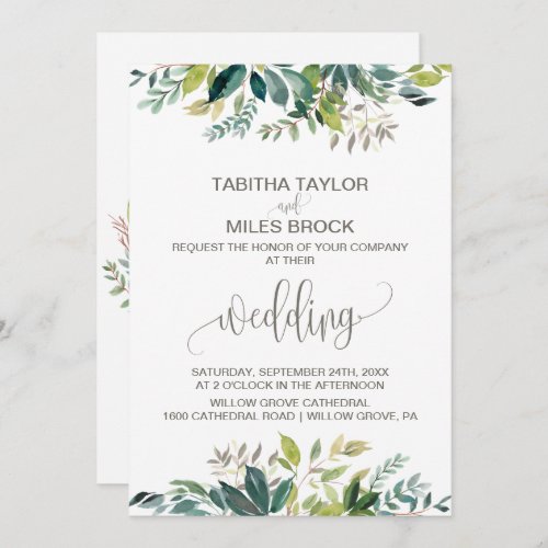 Foliage with Monogram Wreath Backing Wedding Invitation