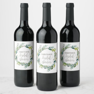 Foliage Wreath Bridal Shower Wine Label