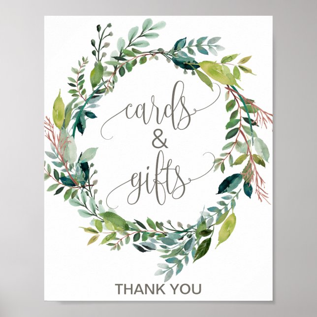 Foliage Wreath Cards and Gifts Sign (Front)