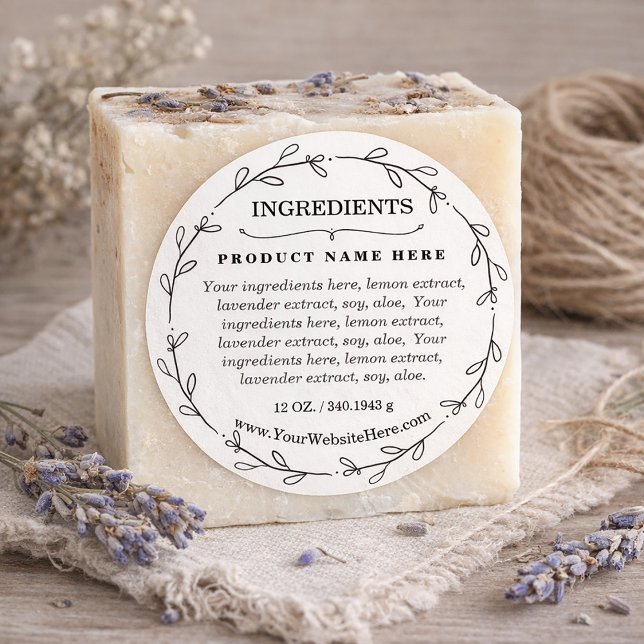 Foliage Wreath Ingredients Product Label Sticker (Foliage Wreath Ingredients Product Label Sticker)