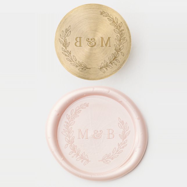 Foliage Wreath Monogram Wax Seal Stamp (Stamped)