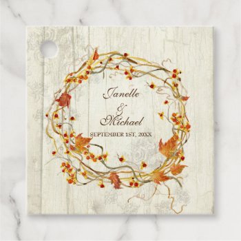 Foliage Wreath Red Bittersweet Fall Bridal Shower Favor Tags by EverythingWedding at Zazzle