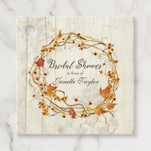 Foliage Wreath Red Bittersweet Fall Bridal Shower Favor Tags
