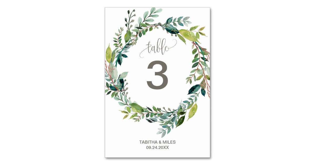Foliage Wreath Table Number | Zazzle