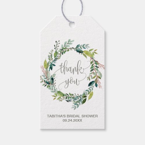 Foliage Wreath Thank You Favor Gift Tags