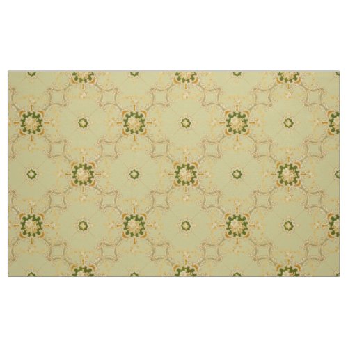 Foliate Scroll Quatrefoils & floral pattern Fabric