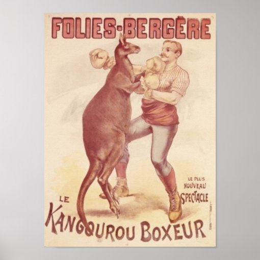 Folies Bergere Boxing kangaroos Poster Zazzle