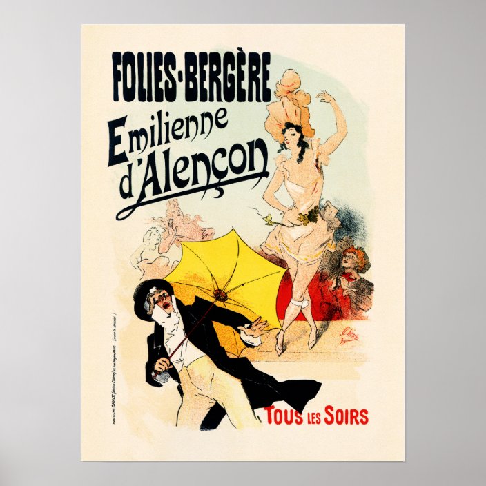 Folies Bergere Emilienne Paris Old Jules Cheret Poster Zazzle Com