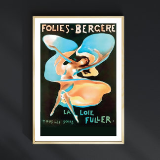 Folies Bergere Paris Showgirl, 1920's Flapper Girl Poster