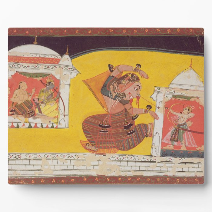 Folio 27 Laksmama cuts the nose of Surpanakha, fro Plaques