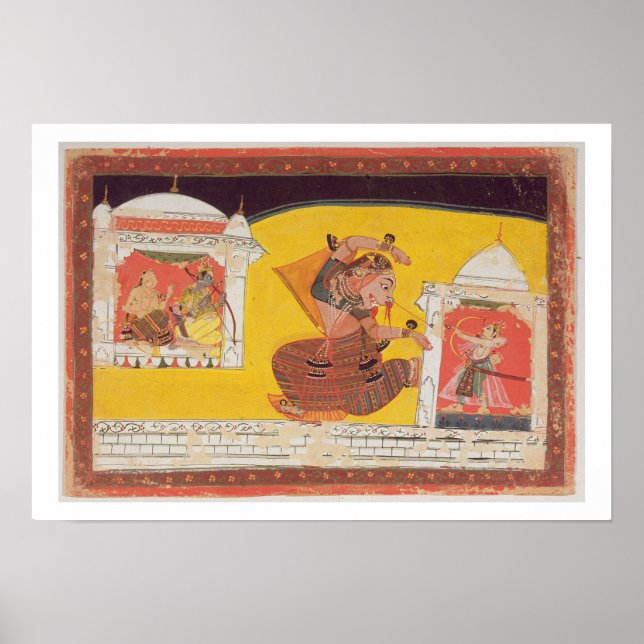 Folio 27 Laksmama cuts the nose of Surpanakha, fro Poster (Front)