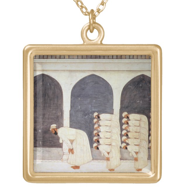 Folio.38a A Mogul prince in a mosque leading Frida Gold Plated Necklace (Front)