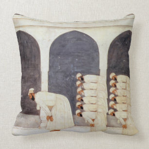 Folio.38a A Mogul prince in a mosque leading Frida Throw Pillow