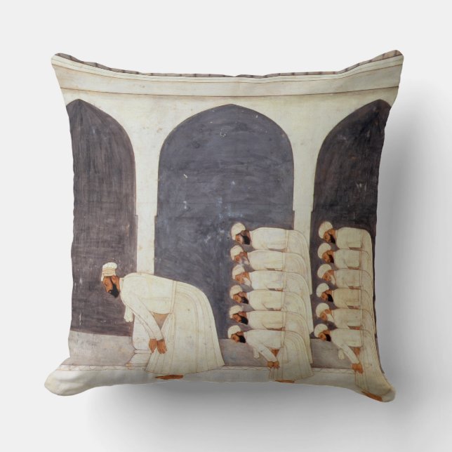 Folio.38a A Mogul prince in a mosque leading Frida Throw Pillow (Front)