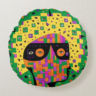 Folk 001 Nancy Round Pillow