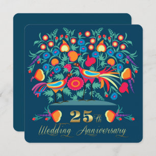 Folk Art 25th Wedding Anniversary Party Invitation