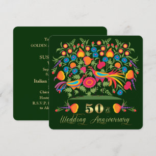 Folk Art 50th Golden Wedding Anniversary Party  Invitation