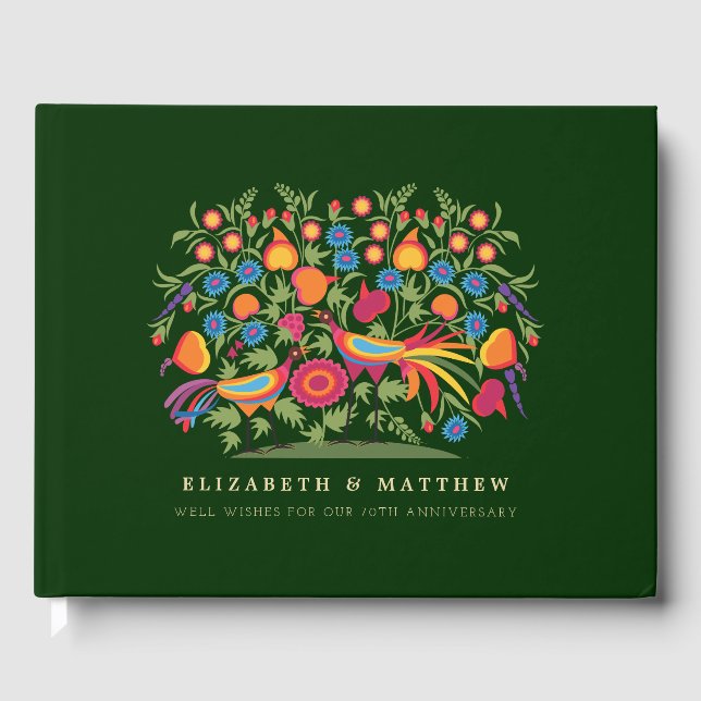 Folk Art 70th Wedding Anniversary Guest Books (Front)