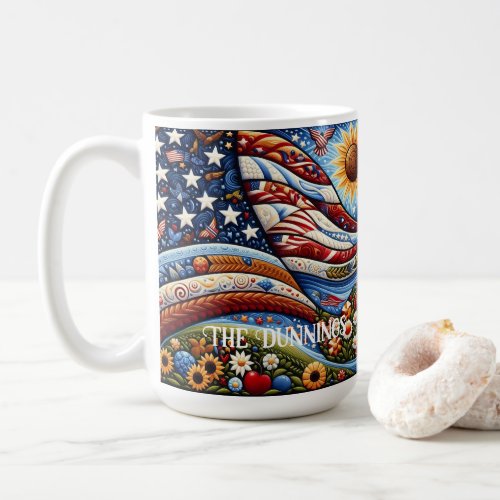 Folk Art American Flag Landscape Coffee Mug