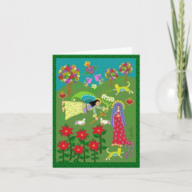 Folk Art  Angel Gabriel and the Virgin Mary Card (Front)