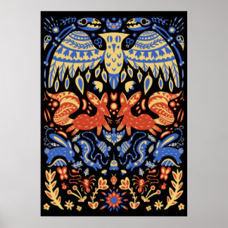 Folk Art Animal Pattern Food Web Poster