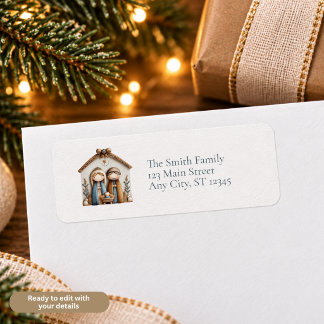 Folk Art Beaded Nativity Scene Return Address Label