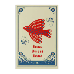 Folk Art Bird Home Scandinavian Style Pоster