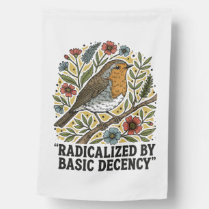 Folk Art Bird Illustration for Social Justice House Flag