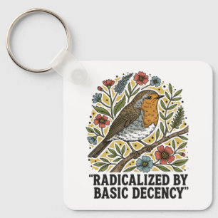 Folk Art Bird Illustration for Social Justice Keychain