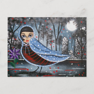 FOLK ART Bird Lady BY LORI EVERETT postcard