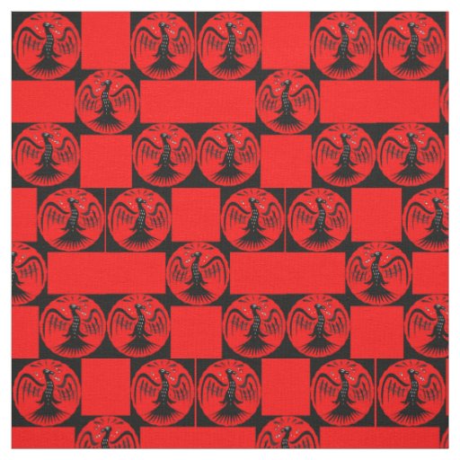 folk art bird mythological bird print fabric