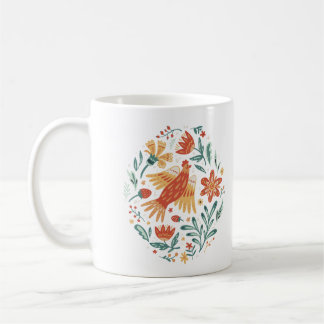 Folk Art Bird | Whimsical Floral Nature Coffee Mug