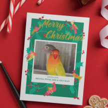 Folk Art Birds, Custom Photo Christmas
