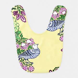 Folk Art Birds Flowers Acorns Baby Bib