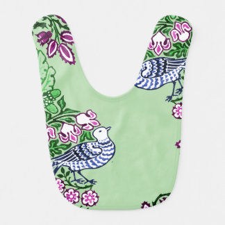 Folk Art Birds Flowers Acorns Baby Bib
