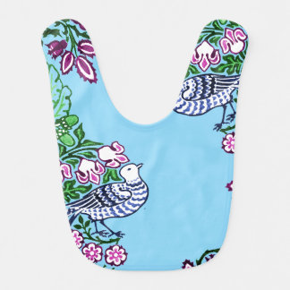Folk Art Birds Flowers Acorns Baby Bib
