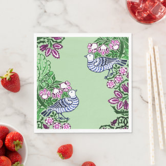 Folk Art Birds Flowers Acorns Napkins
