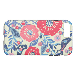 Folk Art Birds, Strawberry And Flower Print iPhone 8 Plus/7 Plus Case