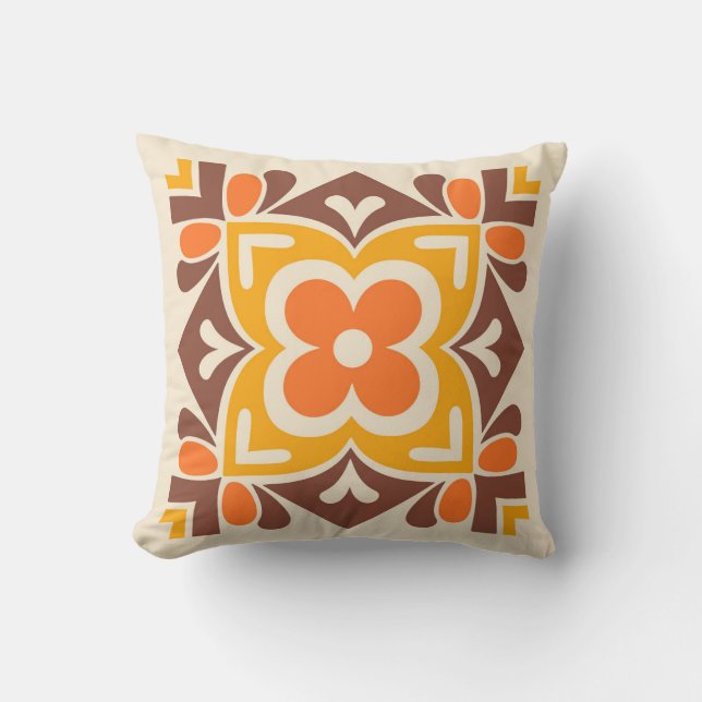Folk Art Bloom Throw Pillow (Front)