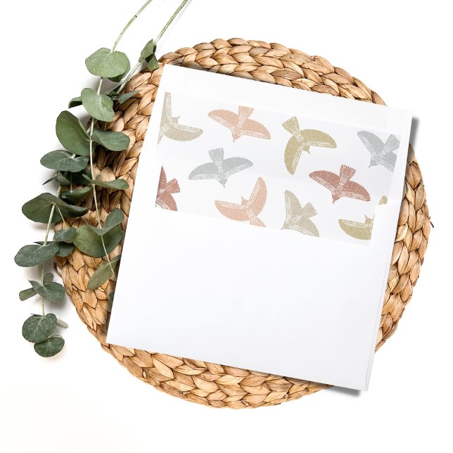 Folk Art Boho Bird Pattern Envelope Liner (Creator Uploaded)