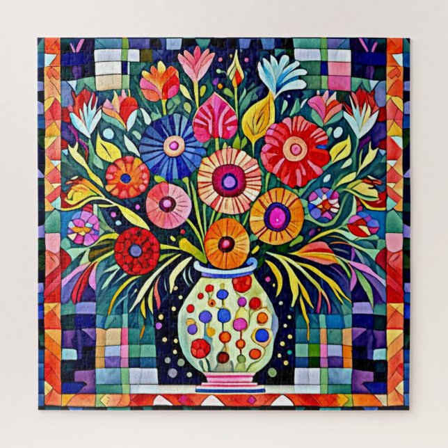Folk Art Bouquet Puzzle (Vertical)