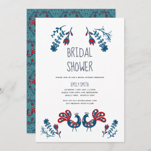 Folk Art Bridal Shower Invites Scandinavian Birds