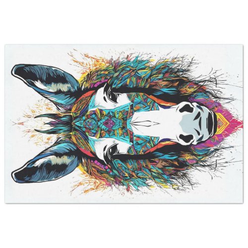 Folk Art Bright Colors Donkey Decoupage Tissue Paper