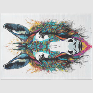 Folk Art Bright Colors Donkey Decoupage Tissue Paper