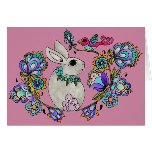 Folk Art  Bunny Cards (Front Horizontal)