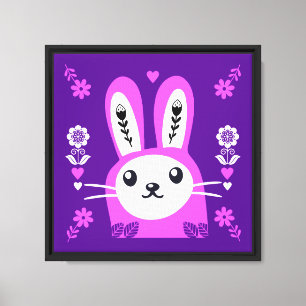 Folk Art Bunny Nursery Wall Canvas Print