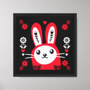 Folk Art Bunny Nursery Wall Canvas Print