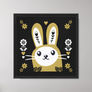 Folk Art Bunny Nursery Wall Canvas Print