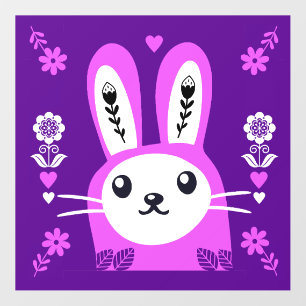 Folk Art Bunny Nursery Wall Decal