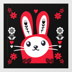 Folk Art Bunny Nursery Wall Decal